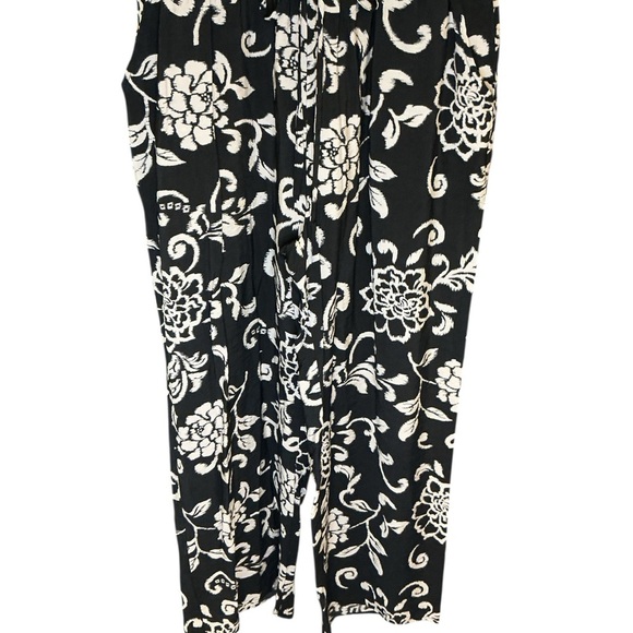 GLG Good Life Gear M Black White Floral Scroll Lounge Pants Drawstring - Picture 10 of 11